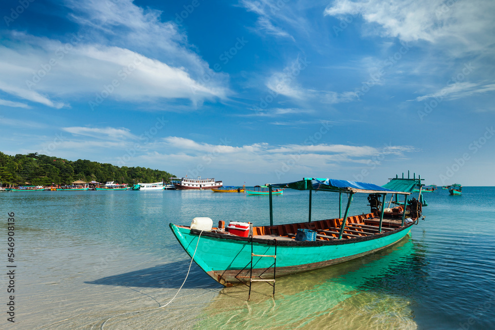 Boats in Sihanoukville beach, Cambodia