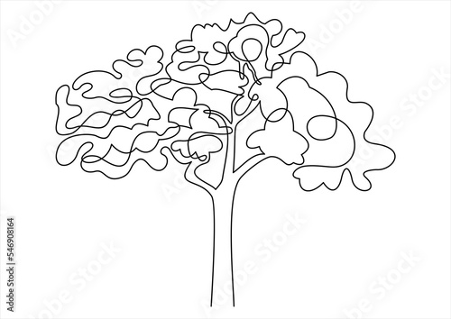 Wallpaper Mural continuous line drawing of nature tree illustration Torontodigital.ca
