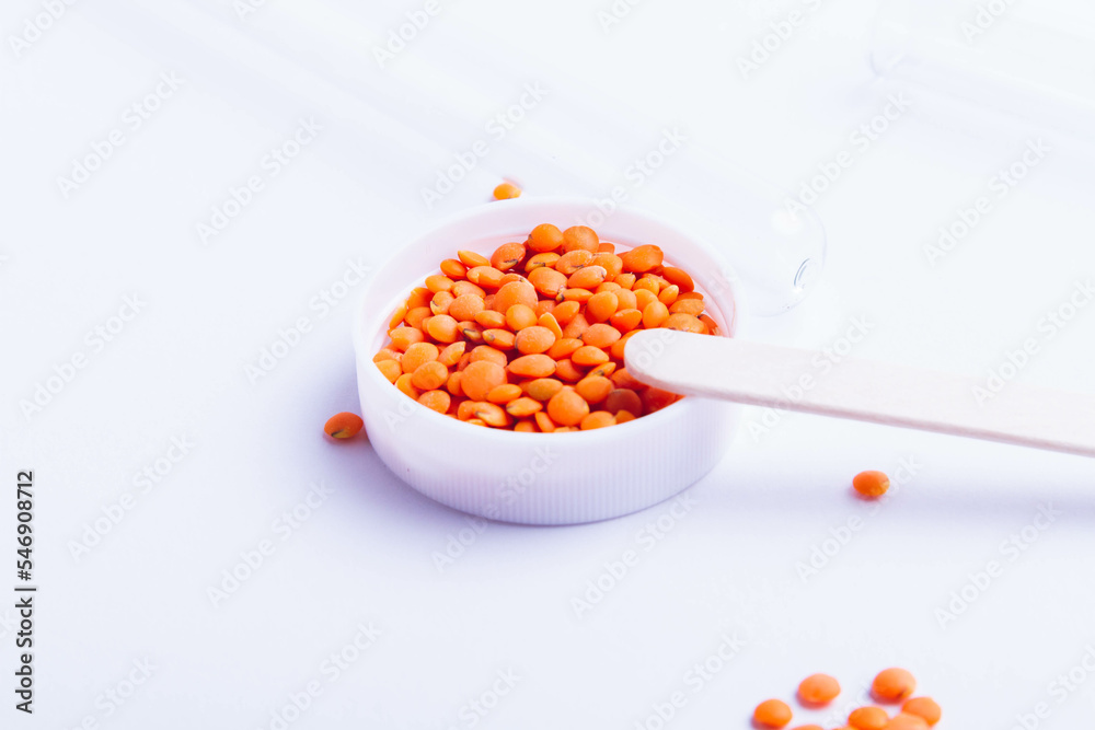 Seeds in a test tube. Laboratory studies for the detection of infections and diseases. Copyspace.