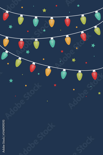Fototapeta Naklejka Na Ścianę i Meble -  Christmas lights. Hanging hand drawn ornaments. Vector illustration