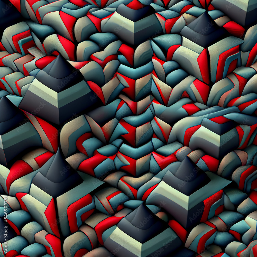 Fototapeta premium Repeating 3d pattern of flowing shapes