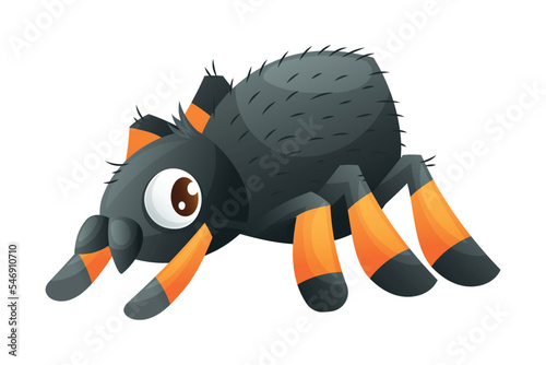 Black and Orange Spider as Home Pet Animal Vector Illustration