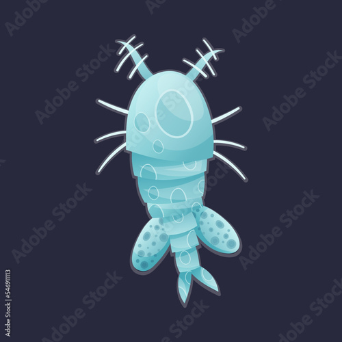 Blue Plankton Water Organism Free Floating on Dark Background Vector Illustration