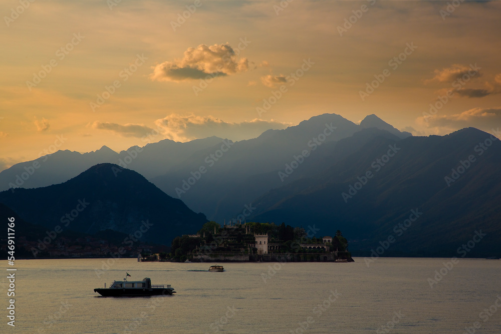 The famous old Isola Bella in the Lake Maggiore with the Borromeo Palace, one of the most famous small italian island (Italy)