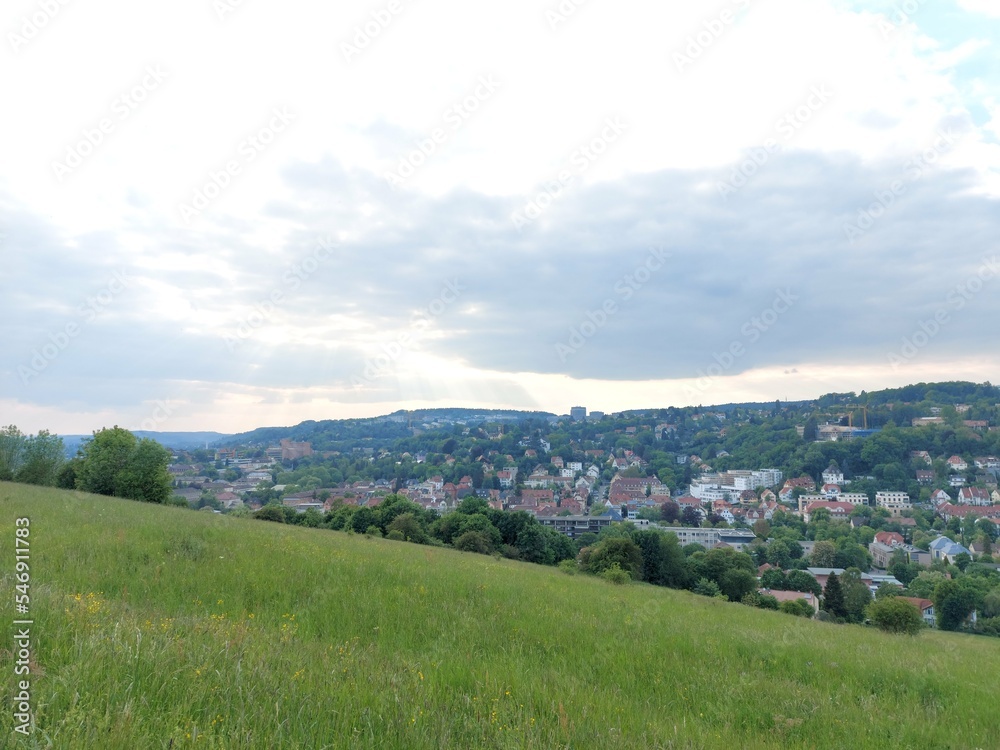 Cityscape of Esslingen, Germany seen from the Katharinenlinde