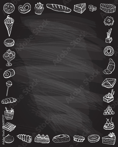 Chalkboard backdrop and chalk frame with baked goods