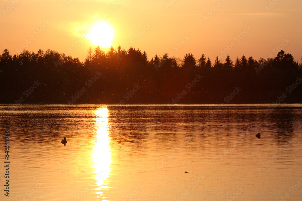 Sonnenuntergang am Lech - Bayern / Sundown at River Lech - Bavaria /