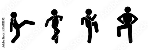 stick figure human silhouette, icons set, man dancing