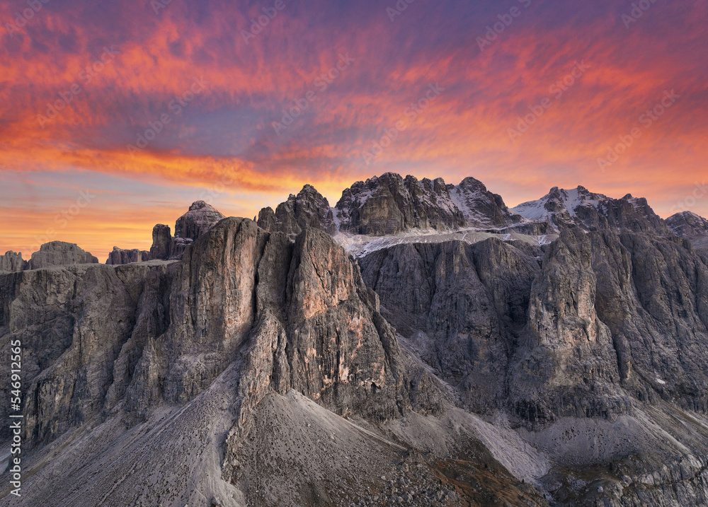 Beautiful sunset over the mountains - dolomites