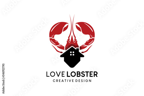 Lobster logo design with the concept of love, vector illustration for a logo for a lobster restaurant or seafood restaurant