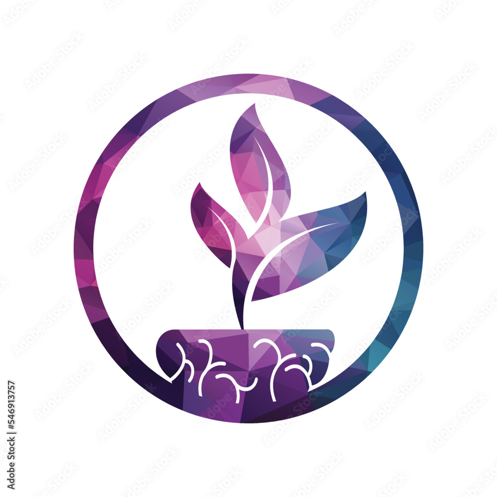 Fototapeta premium Brain Tree Grow Logo Design. Tree Growing Inside The Brain Icon.