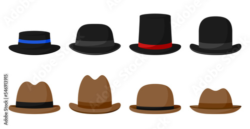Set of Hat in flat style isolated