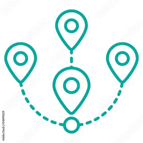 Simple minimal modern line multitasking or multi routing icon. Vector blue outline pictogram isolated on transparent background
