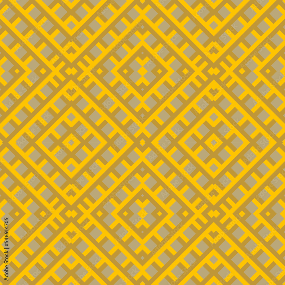 Elegant luxurious gold yellow and dark blue geometric interlace weave pattern for backdrop background wallpaper fabric textile paper wrap notebook cover design