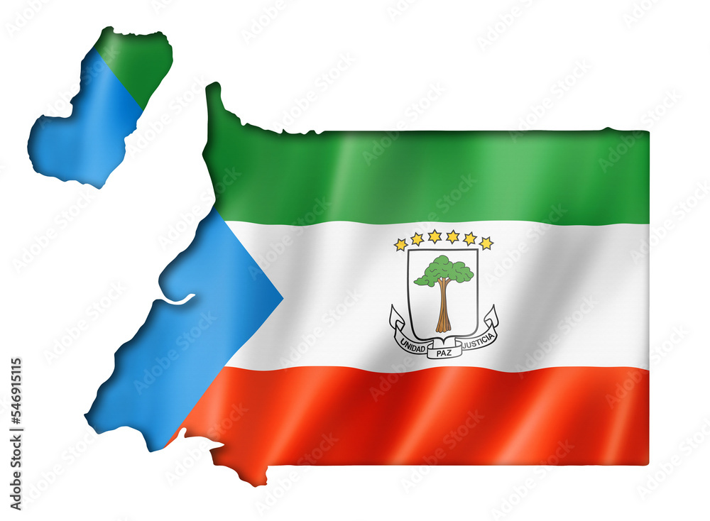 Naklejka premium Equatorial Guinea flag map