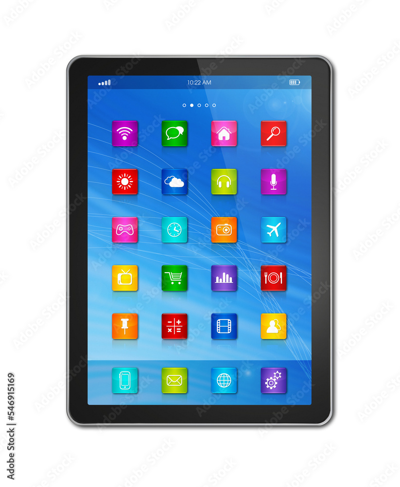 Digital Tablet Computer - apps icons interface Digital Tablet Computer - apps icons interface