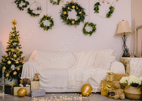 Christmas decoration inside a living room