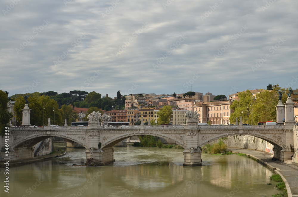 Tiber River Bridge rome Italy Panorama vatican 