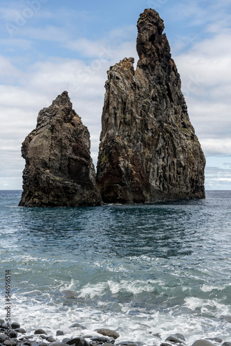 basalt cliffs at ocean shore at Ribera de Janela, Madeira