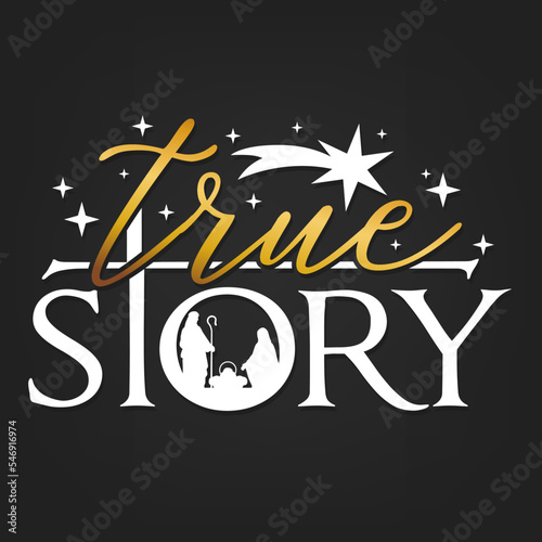 True Story Nativity Scene Silhouette. Holidays Christmas Religion. Holly Night Characters. Cut File Design. Vector Clip Art.