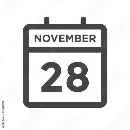November 28 Calendar Day or Calender Date for Deadlines or Appointment