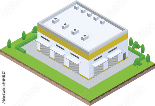 isometric scene of warehouse logistic hall in Company business