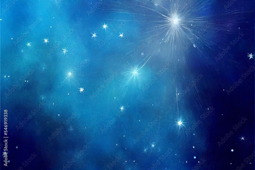 Abstract dreamy blue star filled sky background. Dreamy illustration ...
