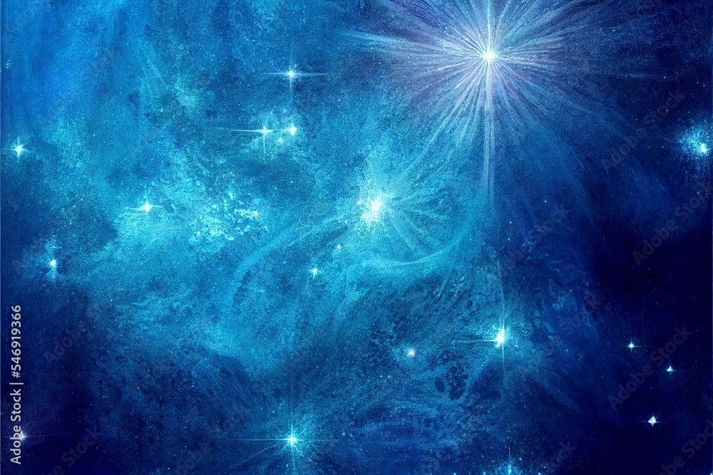 Abstract dreamy blue star filled sky background. Dreamy illustration ...