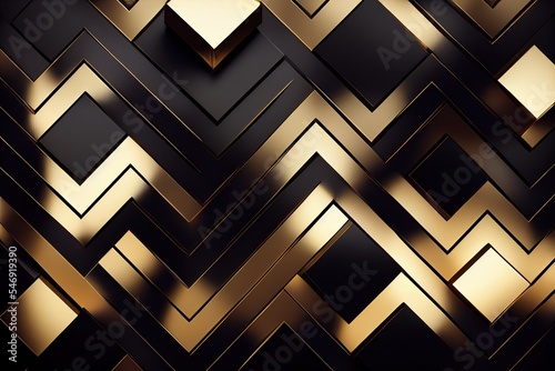 Golden and black chevron abstract background 