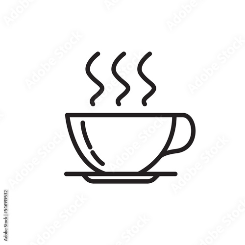 Coffee cup flat style line vector icon