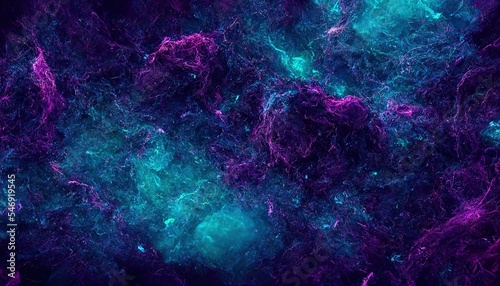 Abstract purple and blue nebula background. Generative AI