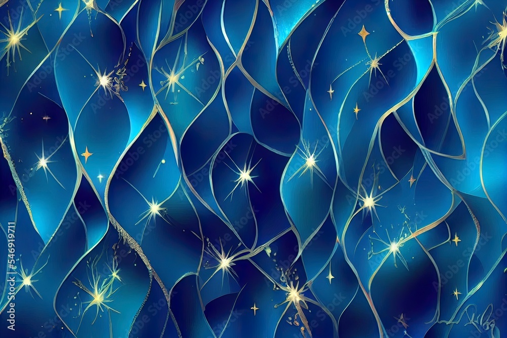 Abstract dreamy blue star filled sky background. Dreamy illustration ...