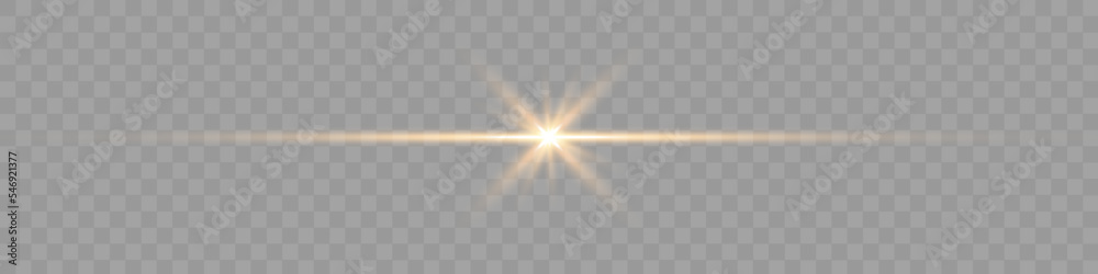 Line with light effects and star explosion. Isolated on transparent ...