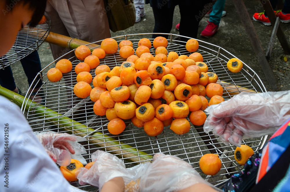 Process of Making Dried Persimmon during Windy Autumn.