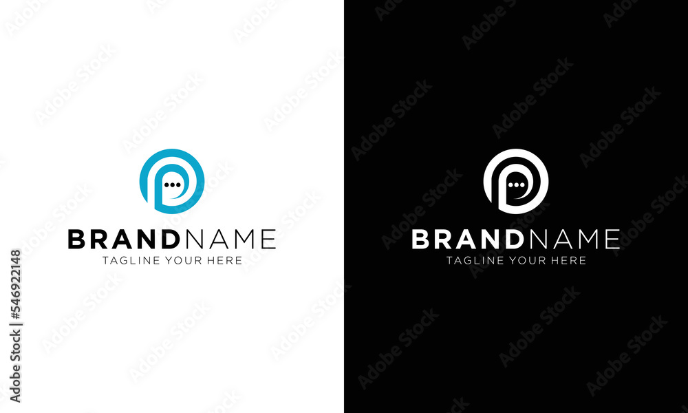 Letter p bubble Chat Vector Logo Template on a black and white background. Letter p bubble Chat Vector Logo Template on a black and white background.