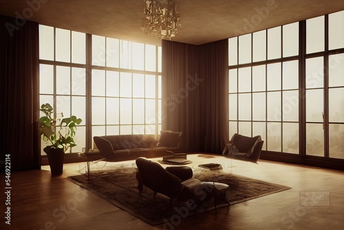 Interior of a contemporary modern living room 