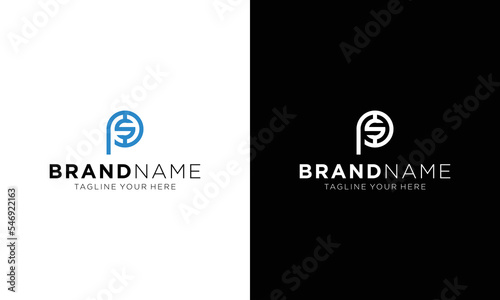 Professional and Minimalist Letter SP PS Logo Design, Editable in Vector Format in Black and White Color photo