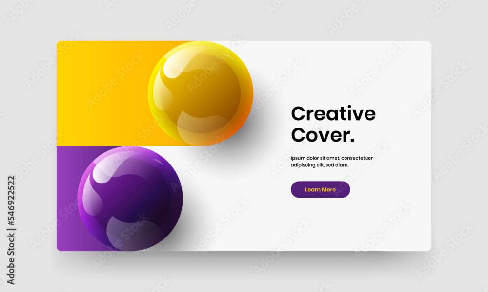 Multicolored 3D spheres flyer concept. Vivid magazine cover vector design template. Multicolored 3D spheres flyer concept. Vivid magazine cover vector design template.