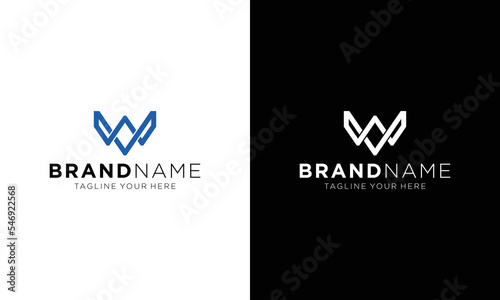 W letter monogram logo modern hipster on a black and white background.