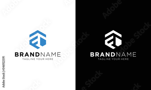 hexagonal letter f logo on a black and white background.
