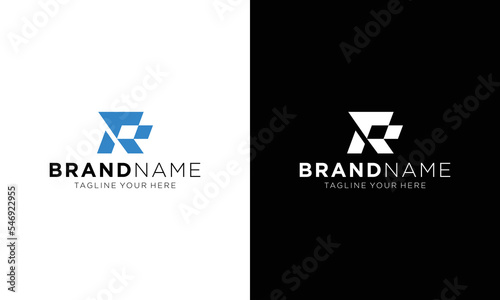 Letter R Logo Template Design Vector Illustration. on a black and white background.