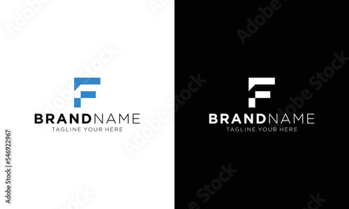 Abstract Letter F Illustration Design Template, Suitable for Creative Industries, Technology, Multimedia, Entertainment, Education, Shops and related businesses, on a black and white background. photo