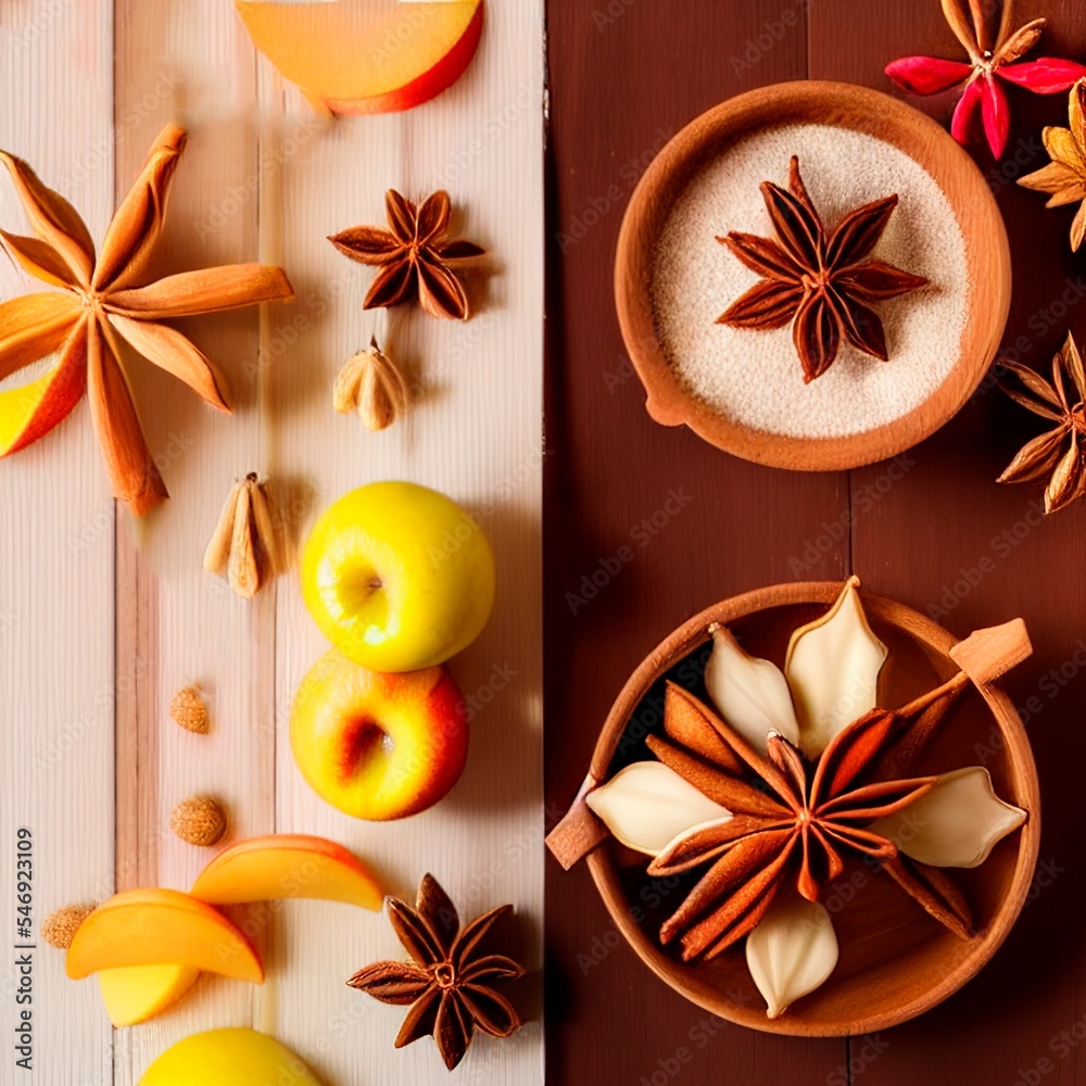 AI-generated Table Top Image Of Mixed Winter Spices AI-generated Table Top Image Of Mixed Winter Spices