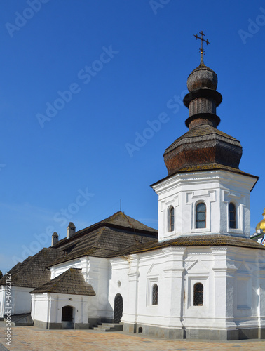 Refectory St. John the Divine. The monastery is located on the right bank of the Dnieper River northeast of the Saint Sophia Cathedral