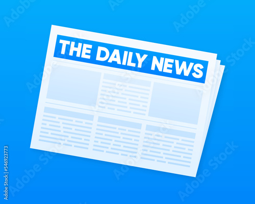 The Daily News. Folded newspaper. Blank for news page template. Vector illustration.