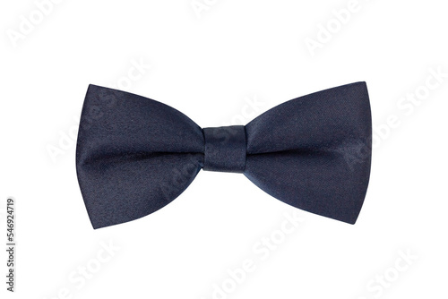 Bow tie isolated on white. Dicky bow is dark blue.