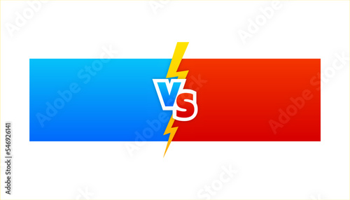 Modern versus battle with lightning bolt isolated on white background. Vs battle between contestants, fighters or teams. Vector illustration.