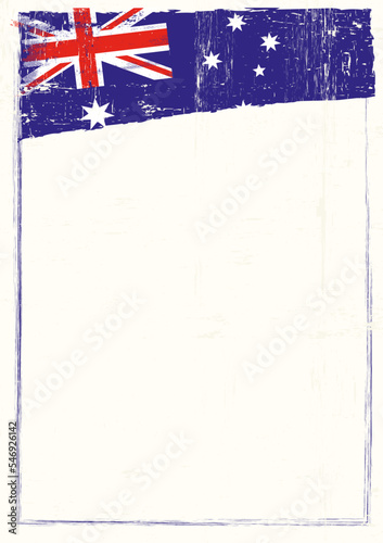 Australian Flag Background.
A grunge australian flag for a poster with a large empty frame for your message