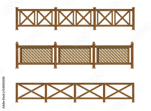 Set of vintage wooden fences made of wood