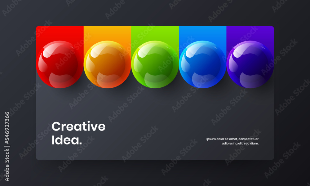 Isolated 3D balls journal cover layout. Original web banner design vector concept.